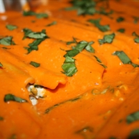 Chicken Manicotti with Roasted Red Bell Pepper Sauce