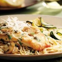 Chicken Piccata with Pasta  and  Mushrooms