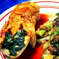 Chicken-Spinach Roulade with Blackberry-Ancho Sauce