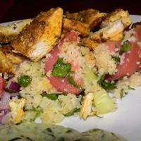 Chicken with Couscous Salad and Yoghurt Pesto