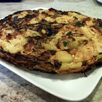 Chorizo, potato and pea tortilla