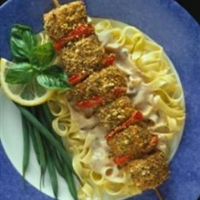 City Pork Kabobs with Creamy Mushroom Sauce