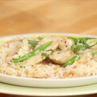 Creamy Dijon-terragone chicken with rice pilaf