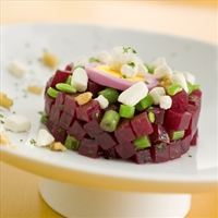 Crumbled Goat Cheese Red Beet and Green Bean Tartare