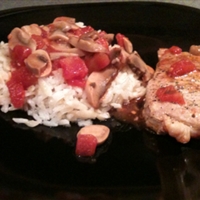 Easy Tomato Basil Pork Chops with Orzo and Rice