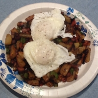 Farmhouse Hash with Pot-poached Eggs