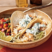 Fish Tacos with Lime-Cilantro Crema
