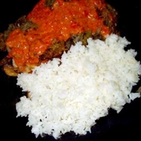 Fish with Potato Crust and Red Pepper Sauce