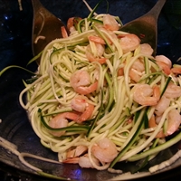 Garlic Roasted Shrimp with Zucchini Pasta
