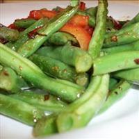 Garlicky Green Beans Sauted with Red Peppers