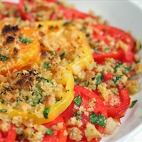 Gratineed Tomatoes with Asiago and Fresh Herbs