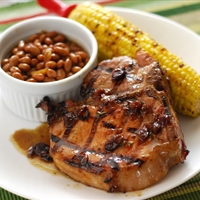 Grilled Bourbon and Cherry Pork Chops