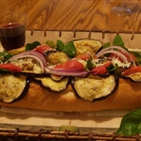 Grilled Eggplant Sandwich with Pesto And Asiago (Dj/ln) Grilled Eggplant Sandwich with Pesto And Asiago (Dj/ln)