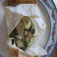 Halilbut and Leeks Baked in Parchment Halilbut and Leeks Baked in Parchment