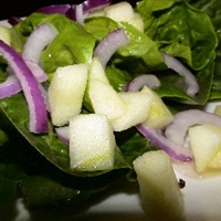 Hearts of Romaine Salad with Apple, Red Onion and Cider Vinaigrette