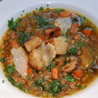 Hearty Lentil Soup with Hot Italian Sausage & Spinach Hearty Lentil Soup with Hot Italian Sausage & Spinach