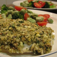 Herb and almond crusted barramundi