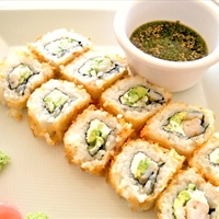 Herb Crab Salad Maki-Sushi with Tempura Shrimp Hand Rolls