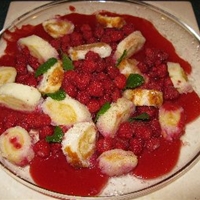 Lemon Angel Rolls with Raspberry Sauce