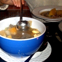 Meat Soup with onion sauce and dumplings