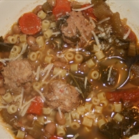 Minestrone Soup with Chicken Meatballs