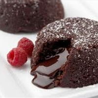 Molten Chocolate Cakes with Sugar Coated Raspberries