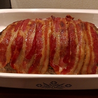 Meatloaf Topped With Bacon Strips