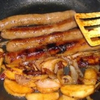Pan-Grilled Sausages With Apples and Onions