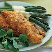 Parmesan-Crusted Chicken & Asparagus with Sauce Maltaise