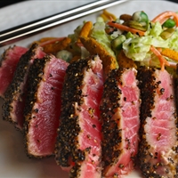 Pepper Crusted Ahi Tuna with Sweet and Spicy Asian Slaw