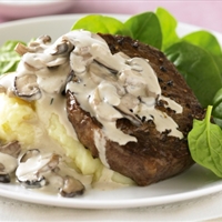 Peppered steak with creamy mushroom sauce (This one is a winner!)