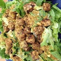 Pistachio-Crusted Tofu Salad with Lemon-Tahini Dressing