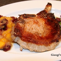 Pork Chops with Peaches and Pears Sauce