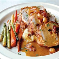 Pork Tenderloin Roast with Apple, Onion and Garlic Gravy