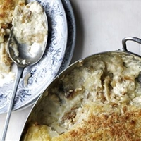 Potato, anchovy and rosemary gratin