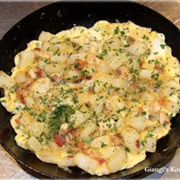 Potatoes, Bacon, Chicken Omelette