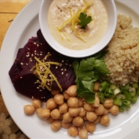 Quinoa Beet Salad with Miso-Tahini Dressing