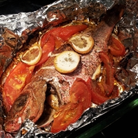 Red Snapper Baked with Pink Croft Port and Lemon