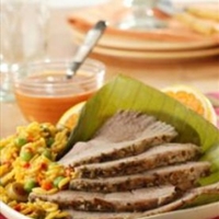 Roasted Fresh Pork Leg with Guava Mustard Sauce