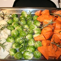 Roasted harvest vegetables with Dijon Mustard Sauce