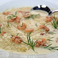 Sauerkrautsuppe mit Nordseekrabben