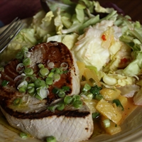 Seared Tuna on a Bed of Leaf Lettuce(Hl) Seared Tuna on a Bed of Leaf Lettuce(Hl)