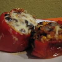 Slow Cooked Stuffed Red Bell Peppers