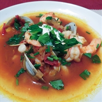 Smoky tomato and seafood soup
