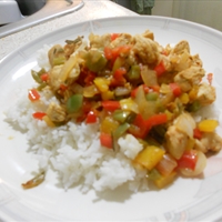 Spicy Rosemary Chicken and Bell Pepper stir-fry