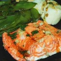 Steamed Fish and Scallops with Snow Peas