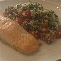 Tabbouleh with roasted spiced salmon