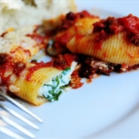Three Cheese Stuffed Shells with Meat Sauce