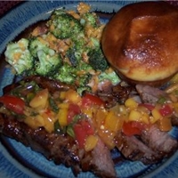 Top Loin Steaks with Mango Peach Salsa