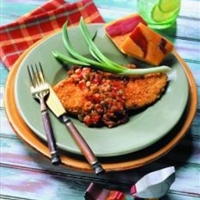 Tortilla Crusted Chicken Paillard with Sacaton Relish